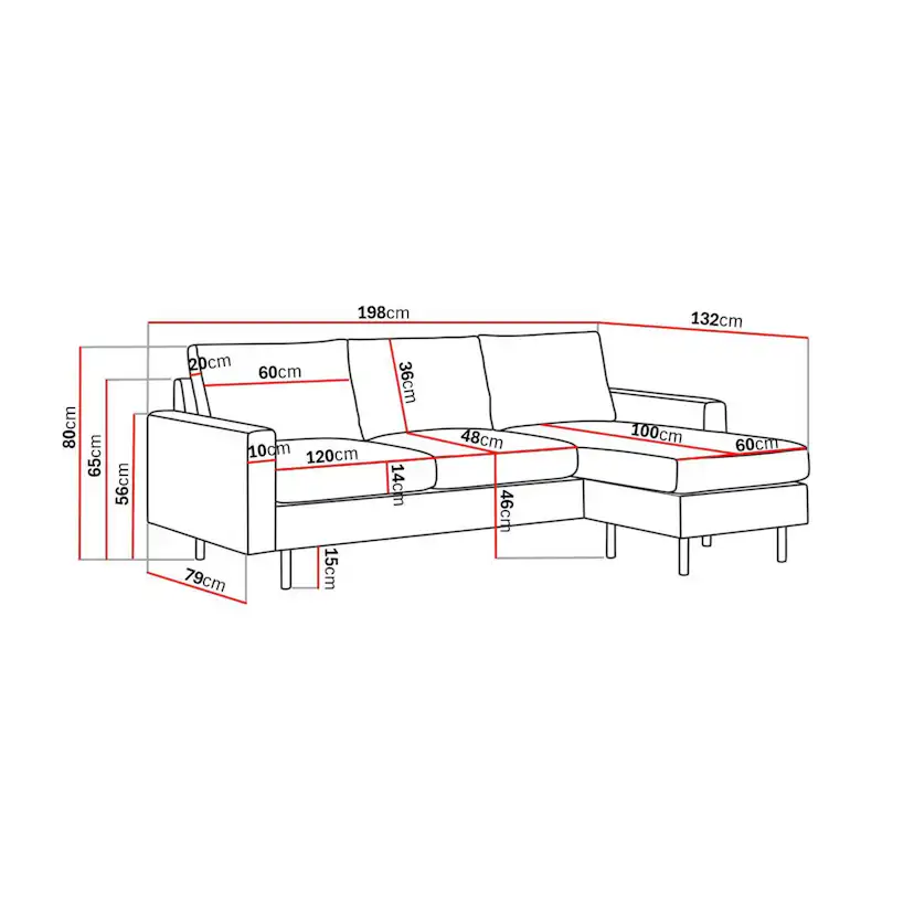 Soffa Scandinavian Choice Peppe Vändbar L-Formad Divansoffa 3-sits