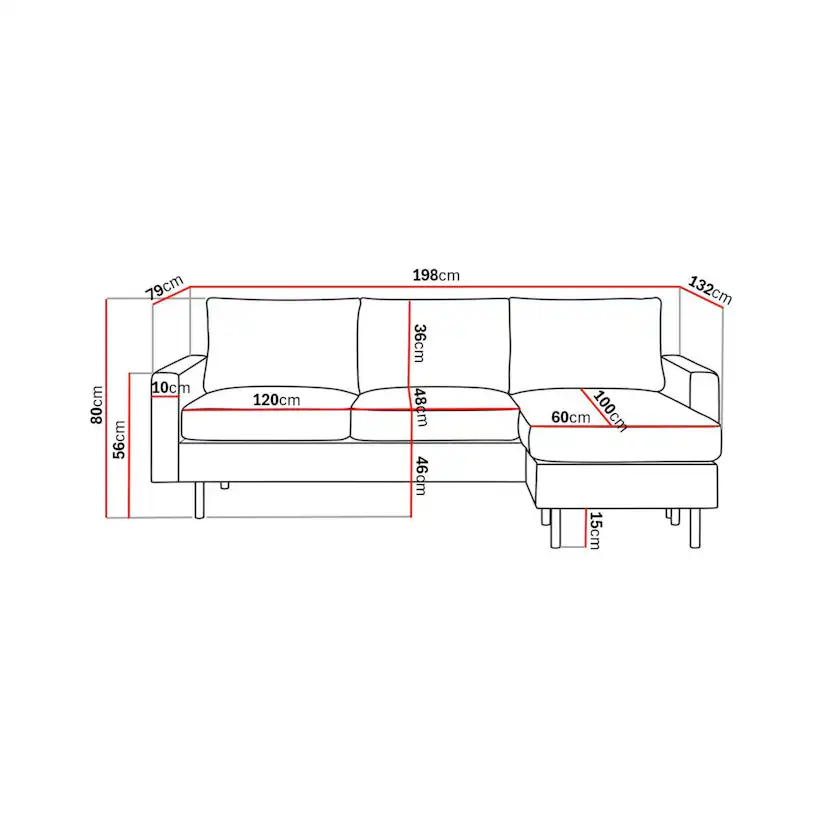 Soffa Scandinavian Choice Peppe Vändbar L-Formad Divansoffa 3-sits
