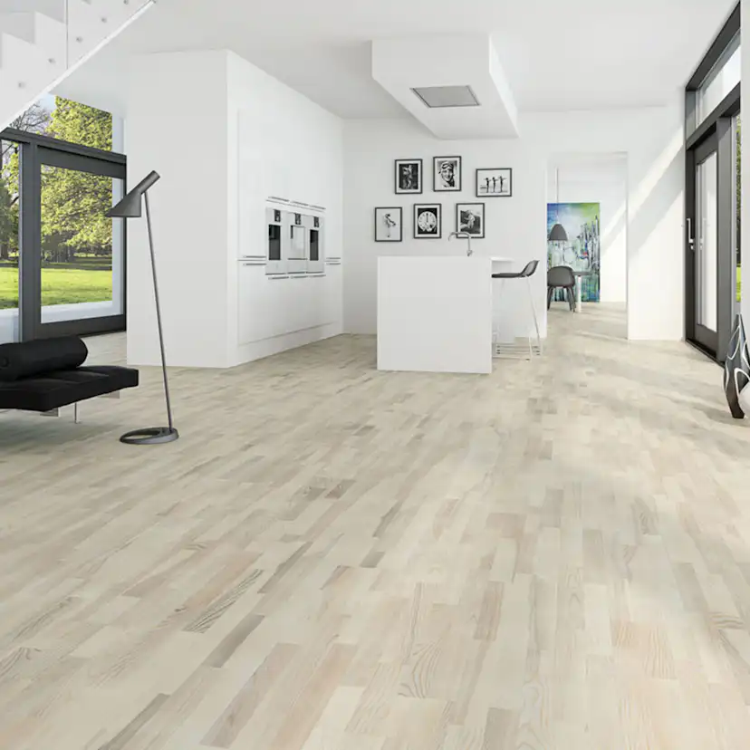 Parkettgolv Moland Unique Ask Classic Uv-Mattlack Vit