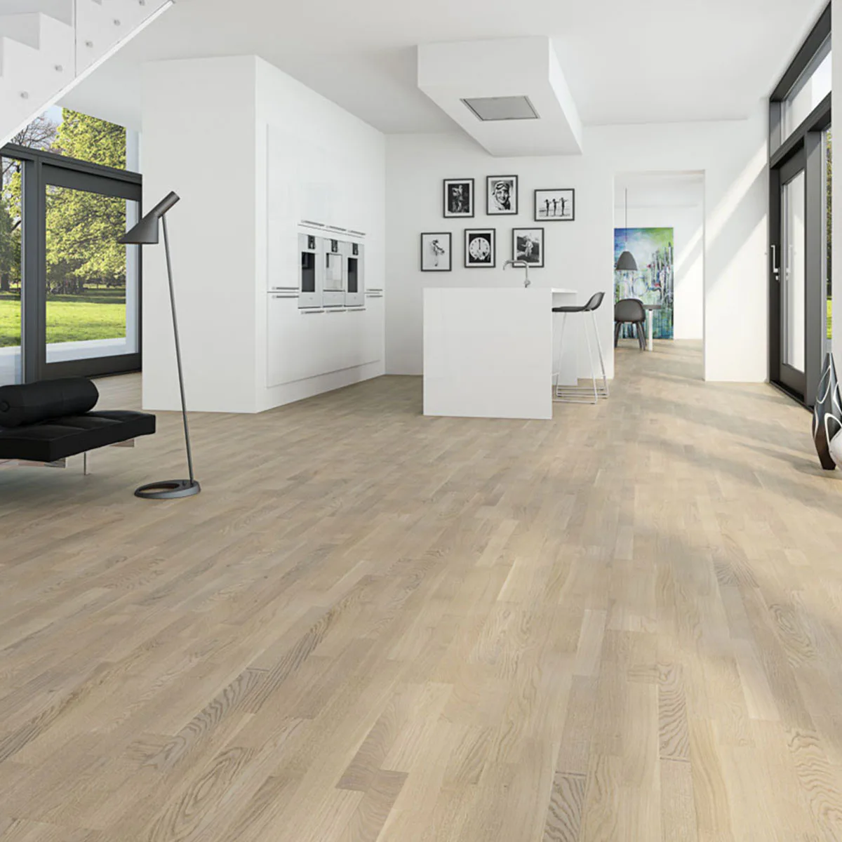 Parkettgolv Moland Unique Ek Classic Uv-Mattlack Vit