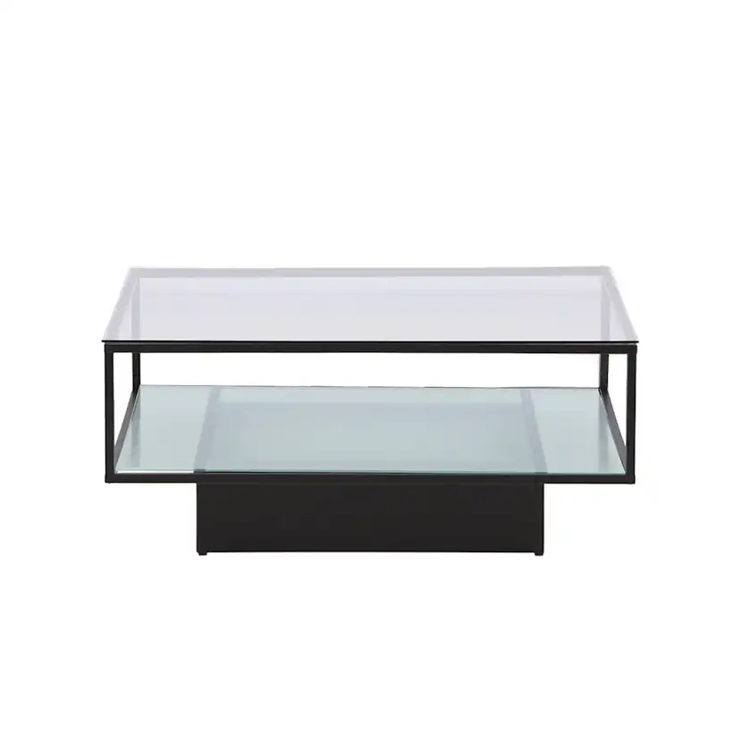 Soffbord furniture/fashion Maglehem Svart Vardagsrumsbord i Glas/Stål 90x90cm