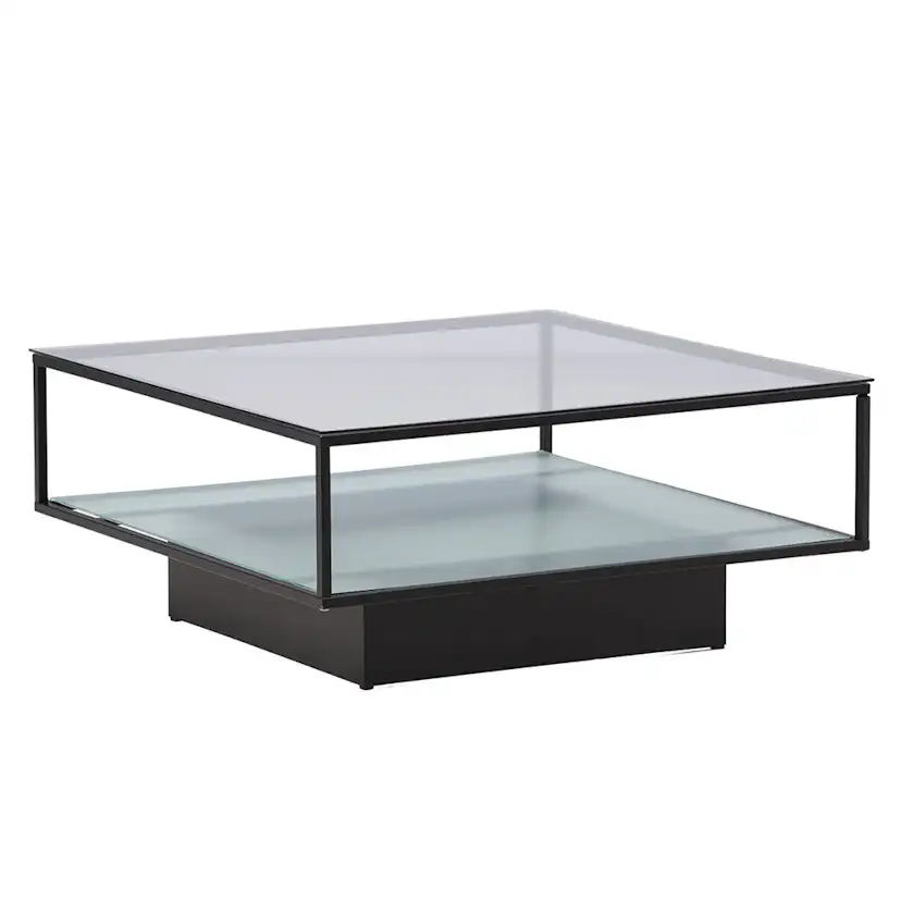 Soffbord furniture/fashion Maglehem Svart Vardagsrumsbord i Glas/Stål 90x90cm