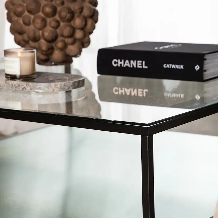 Soffbord furniture/fashion Maglehem Svart Vardagsrumsbord i Glas/Stål 90x90cm