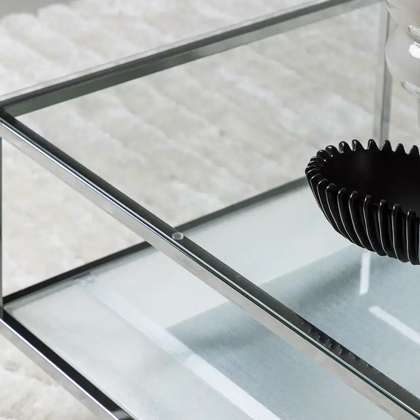 Soffbord Venture Home Maglehem Vardagsrumsbord i Glas med Stålram