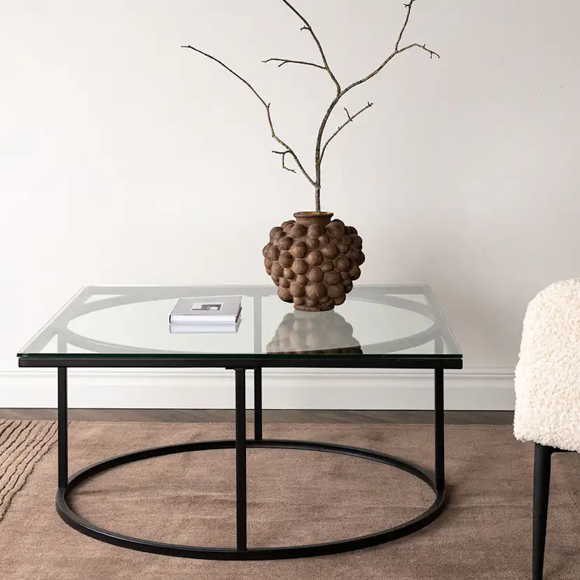 Soffbord furniture/fashion Skanör Rektangulärt Vardagsrumsbord i Glas/Stål 90x90cm