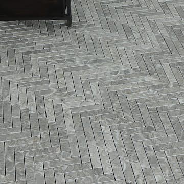 Mosaik Tenfors Marmor Fishbone Ever Grey 2x10 cm