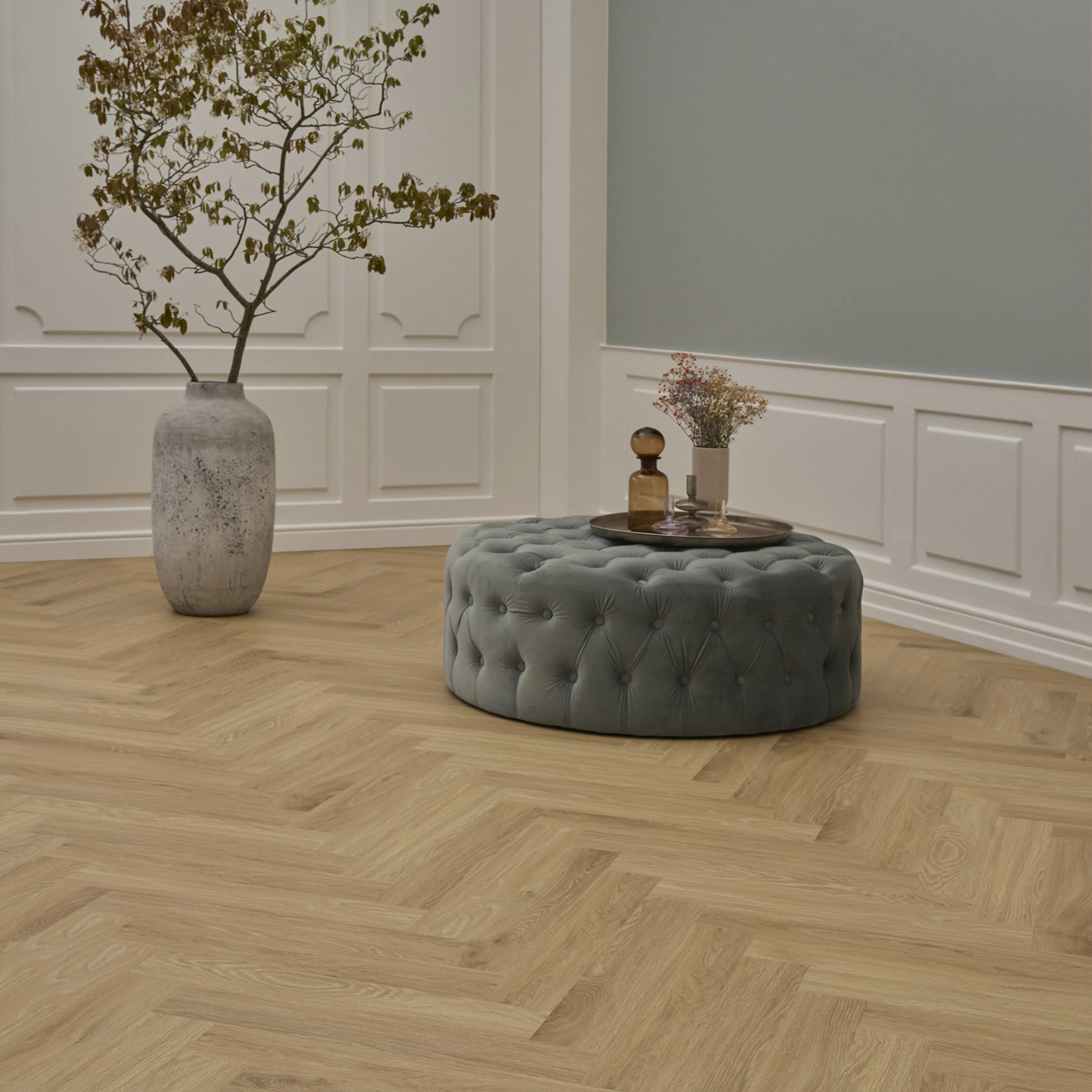 Vinylgolv Novego Classic Fiskbensmönster - Washed Oak