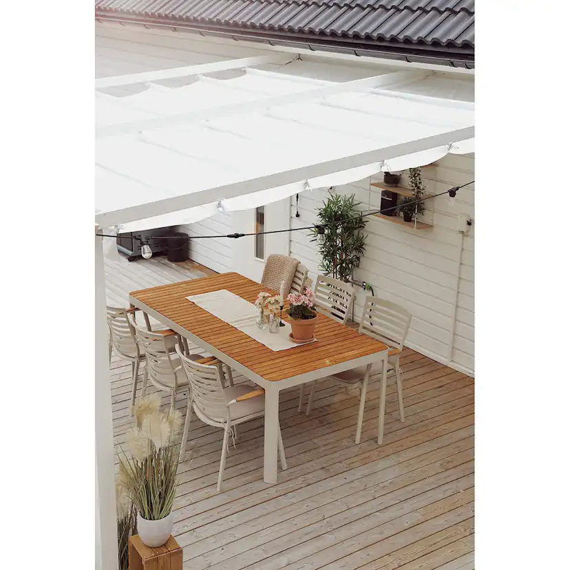Väggpergola Jabo 4x4 m Vit, Solskydd & Vattenavvisande Polyester