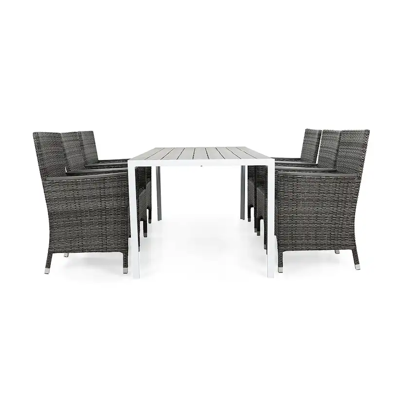 Matgrupp Utomhus deNoord Tunis med 6 Thor Utefåtölj Lyx med Armstöd