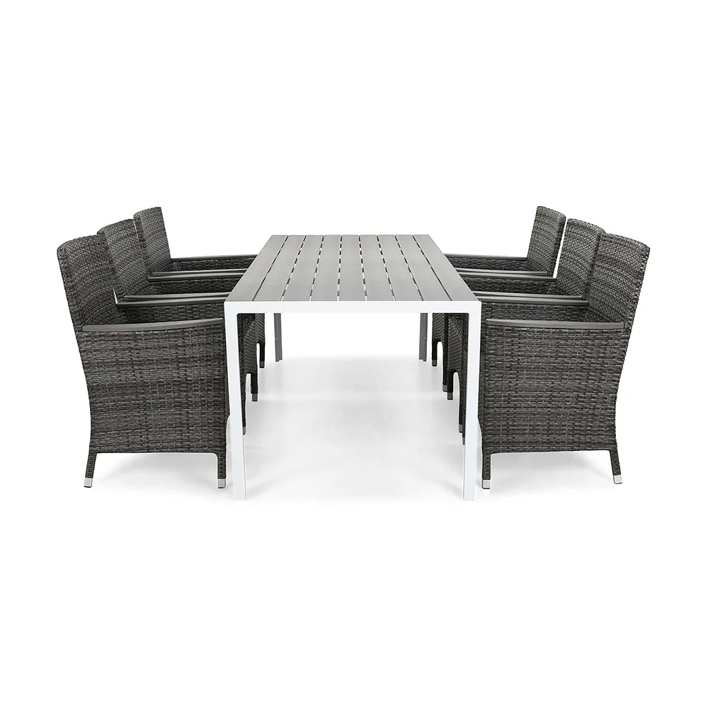 Matgrupp Utomhus deNoord Tunis med 6 Thor Utefåtölj Lyx med Armstöd