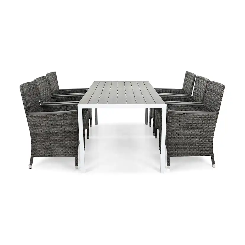 Matgrupp Utomhus deNoord Tunis med 6 Thor Utefåtölj Lyx med Armstöd