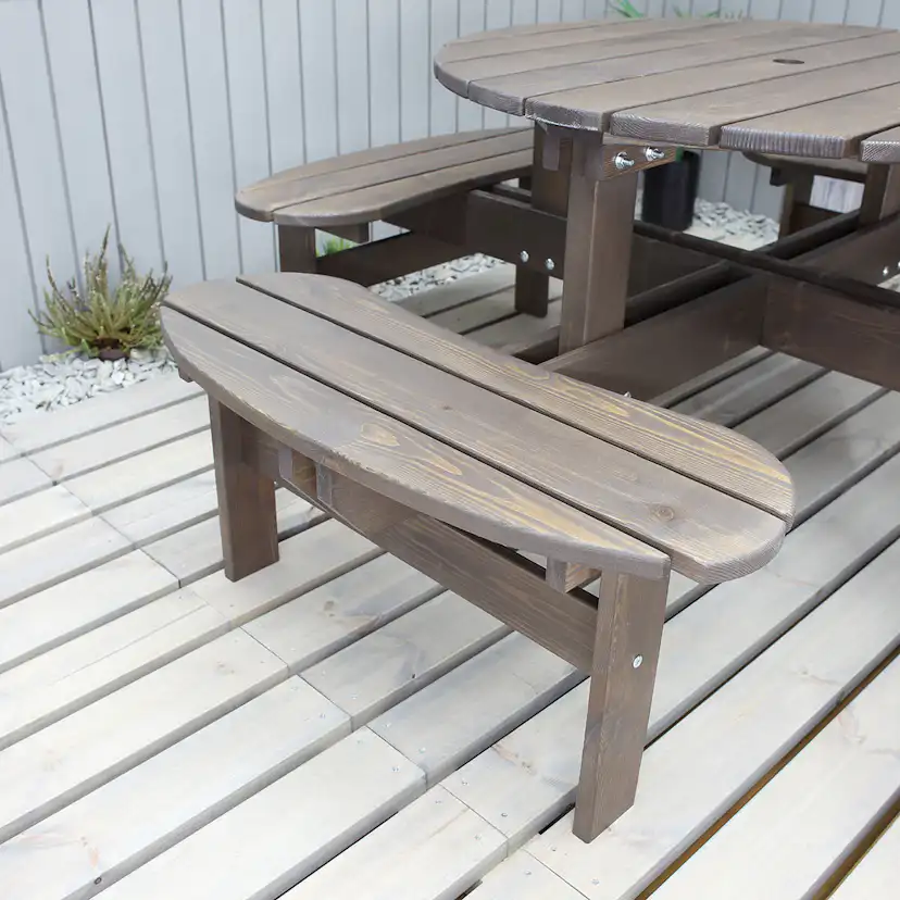Picknickbord Baltic Garden Rondo Picnic, Robust Bänkbord med 8 Sittplatser