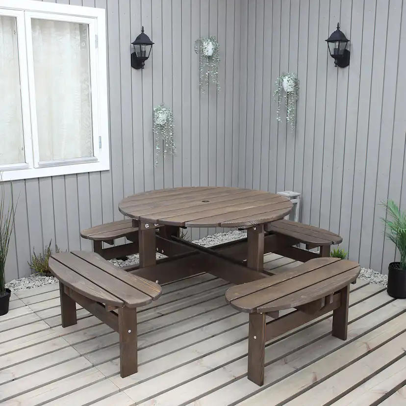 Picknickbord Baltic Garden Rondo Picnic, Robust Bänkbord med 8 Sittplatser