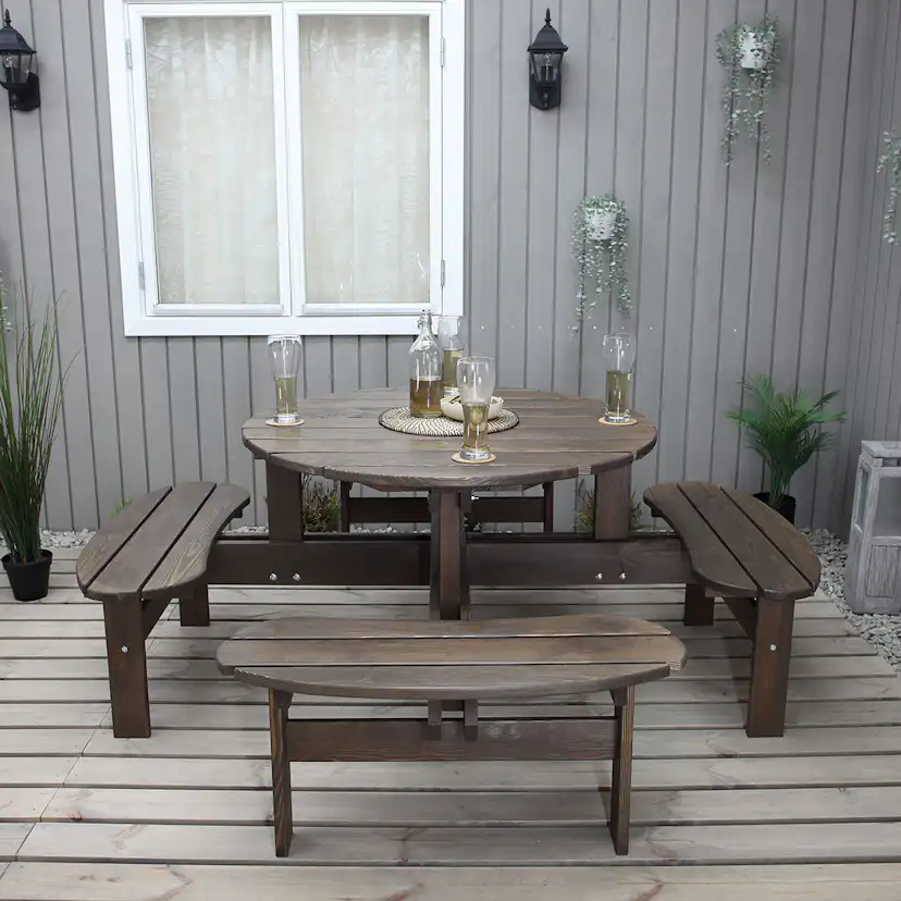Picknickbord Baltic Garden Rondo Picnic, Robust Bänkbord med 8 Sittplatser