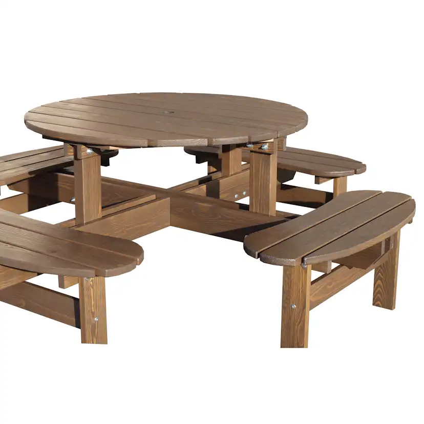 Picknickbord Baltic Garden Rondo Picnic, Robust Bänkbord med 8 Sittplatser