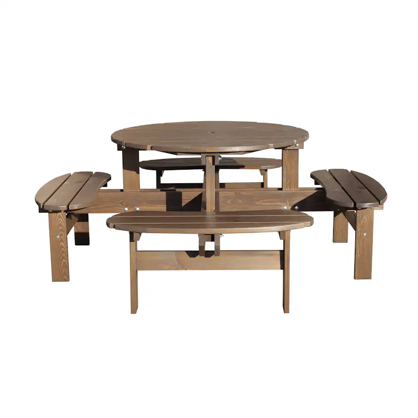 Picknickbord Baltic Garden Rondo Picnic, Robust Bänkbord med 8 Sittplatser