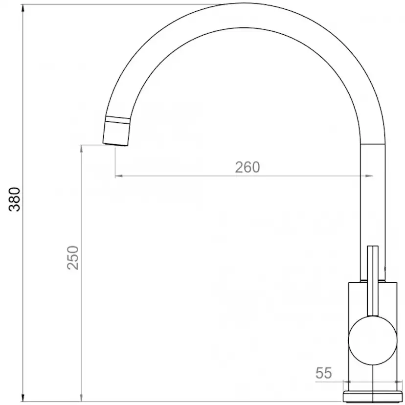 Köksblandare Strand Stainless Solid SO-1007E Rostfri Engreppsblandare Svängbar Pip