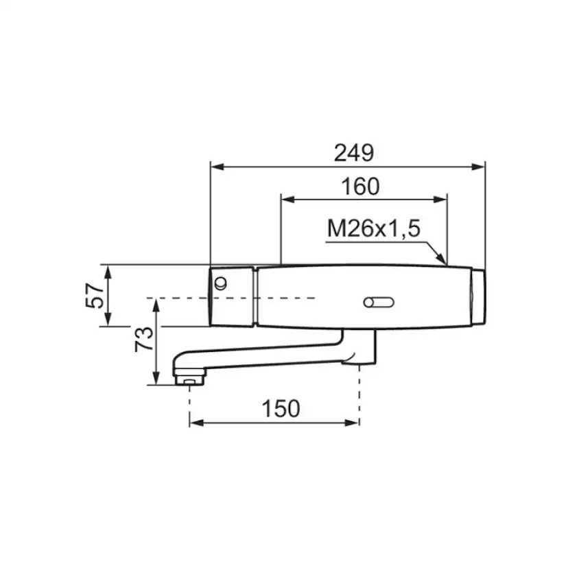 Tvättställsblandare FM Mattsson Tronic WMS med Underliggande Pip