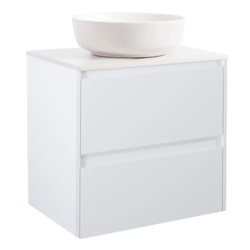 Tvättställsskåp Alterna Luxor med Bänkskiva Kvartskomposit och Runt Tvättställ