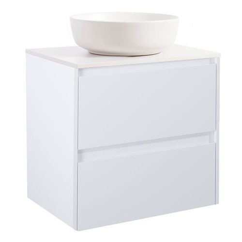 Tvättställsskåp Alterna Luxor med Bänkskiva Kvartskomposit och Runt Tvättställ