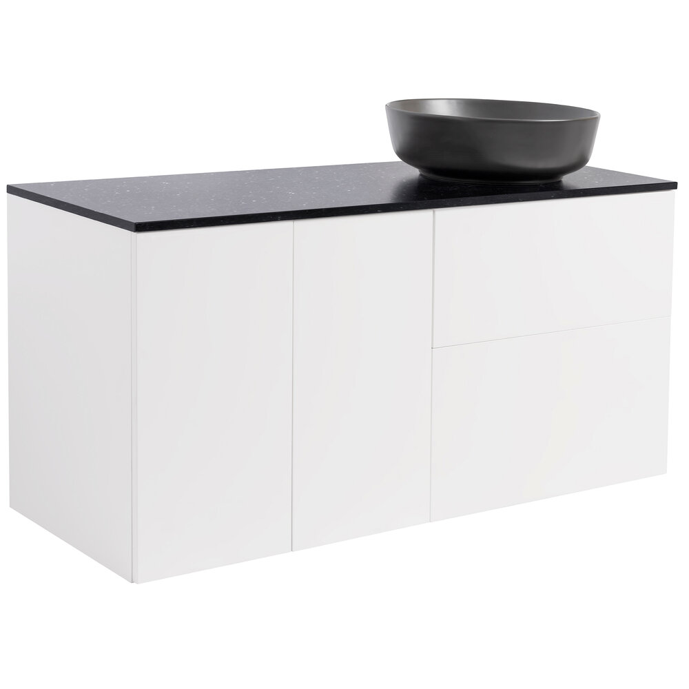 Tvättställsskåp Alterna Isella Tvättkorg med Bänkskiva Kvartskomposit och Runt Tvättställ