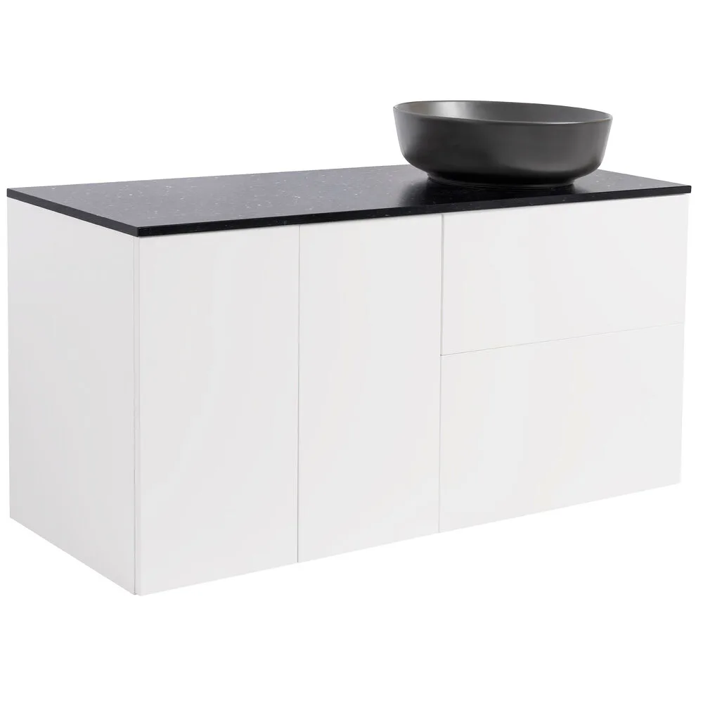 Tvättställsskåp Alterna Isella Tvättkorg med Bänkskiva Kvartskomposit och Runt Tvättställ