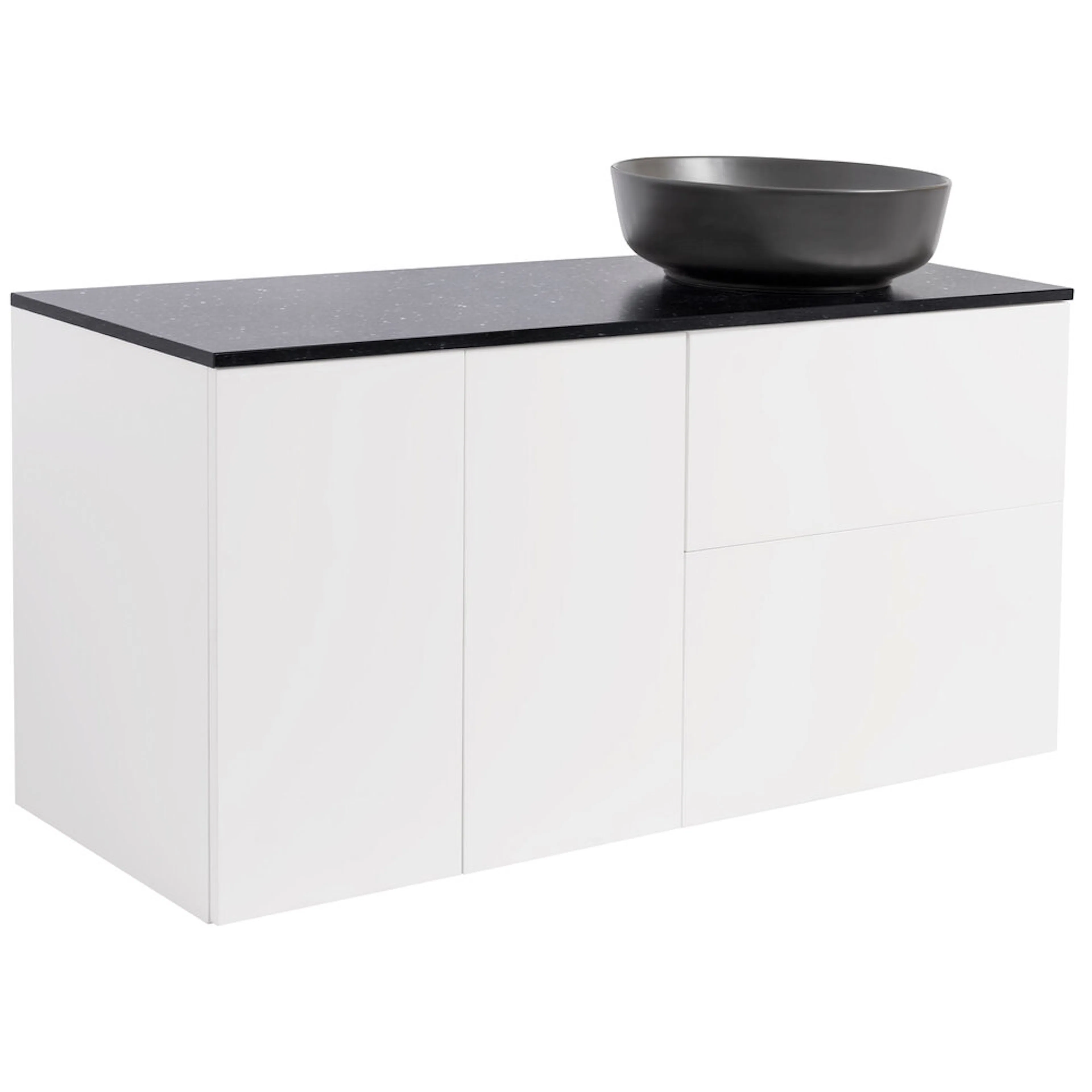 Tvättställsskåp Alterna Isella Tvättkorg med Bänkskiva Kvartskomposit och Runt Tvättställ