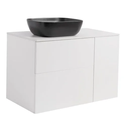 Tvättställsskåp Alterna Isella Tvättkorg med Bänkskiva Kvartskomposit och Rektangulärt Tvättställ