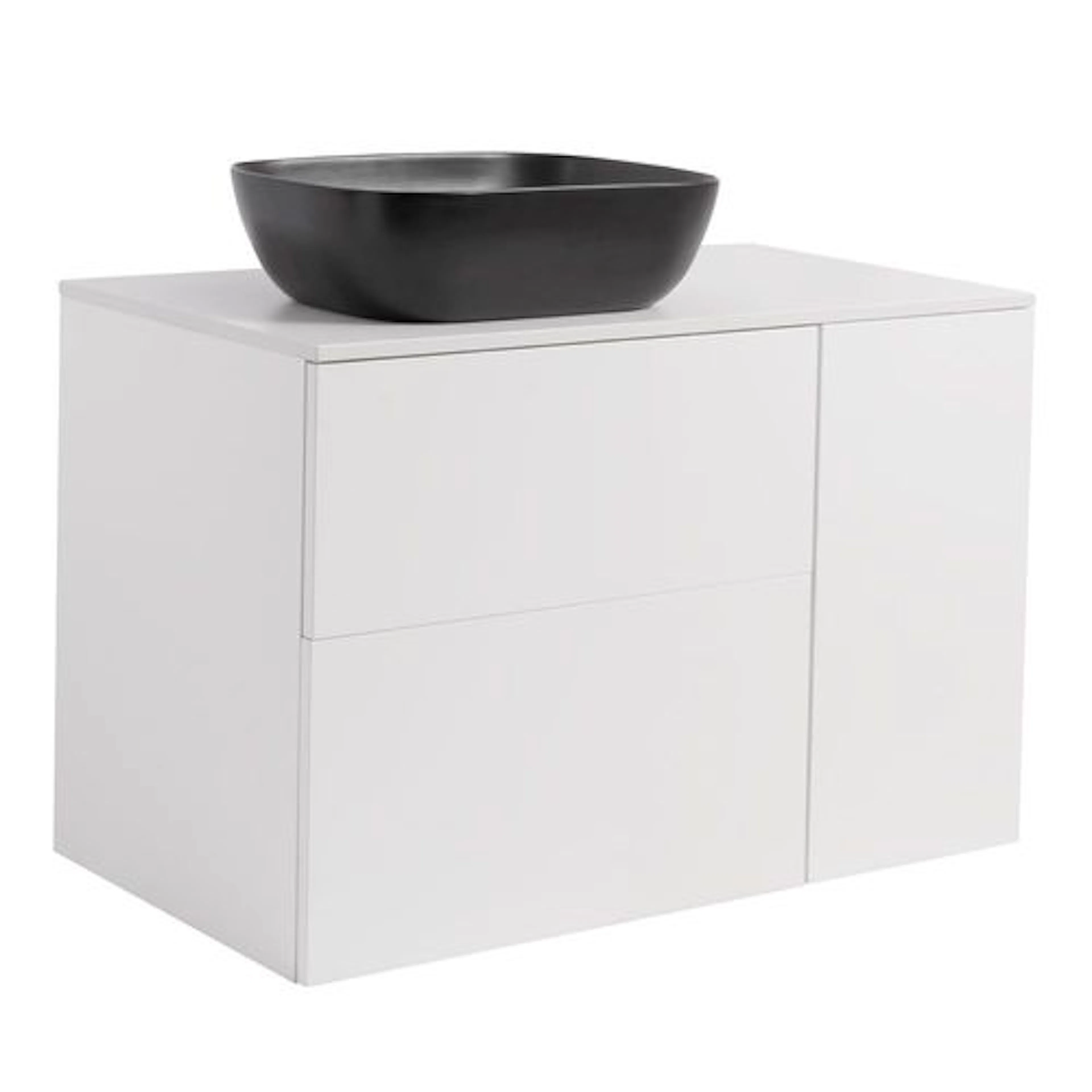 Tvättställsskåp Alterna Isella Tvättkorg med Bänkskiva Kvartskomposit och Rektangulärt Tvättställ