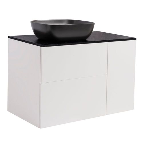 Tvättställsskåp Alterna Isella Tvättkorg med Bänkskiva Kvartskomposit och Rektangulärt Tvättställ