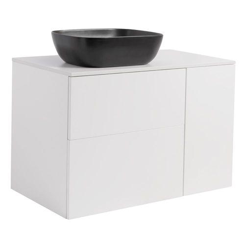 Tvättställsskåp Alterna Isella Tvättkorg med Bänkskiva Kvartskomposit och Rektangulärt Tvättställ