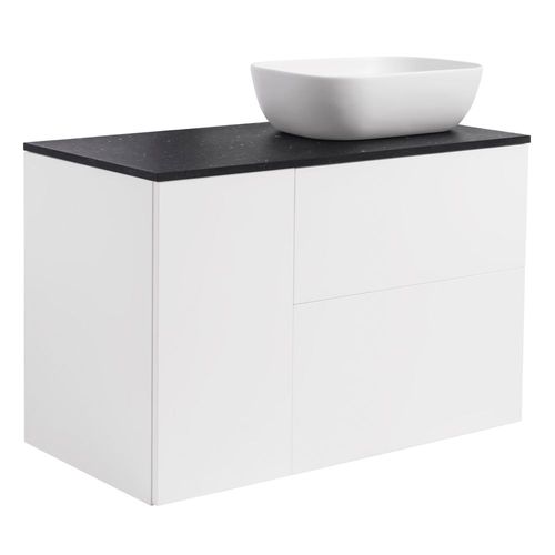 Tvättställsskåp Alterna Isella Tvättkorg med Bänkskiva Kvartskomposit och Rektangulärt Tvättställ