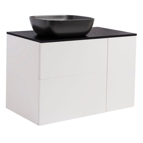 Tvättställsskåp Alterna Isella Tvättkorg med Bänkskiva Kvartskomposit och Rektangulärt Tvättställ