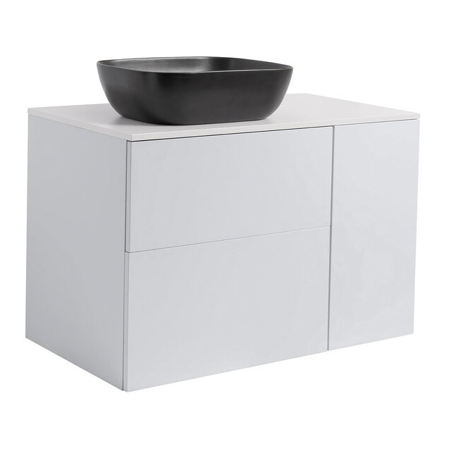 Tvättställsskåp Alterna Isella Tvättkorg med Bänkskiva Kvartskomposit och Rektangulärt Tvättställ