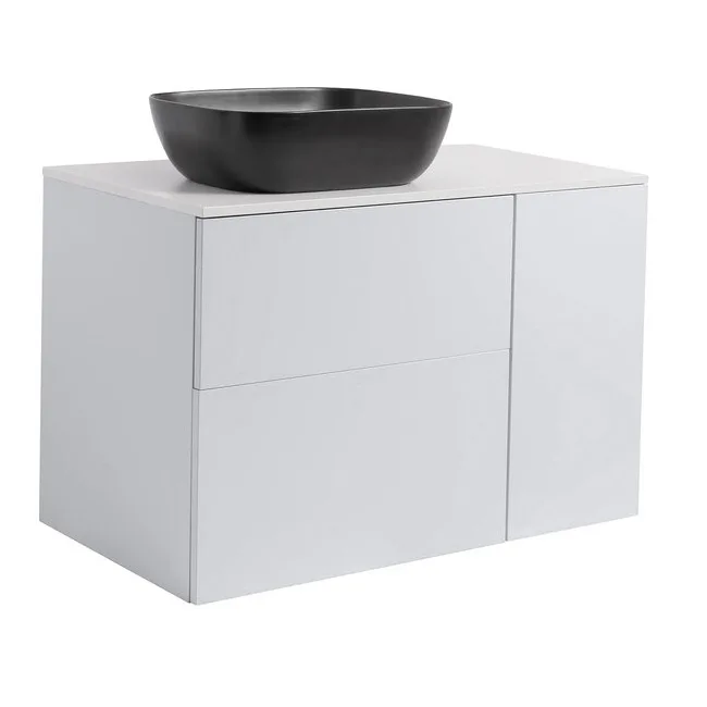 Tvättställsskåp Alterna Isella Tvättkorg med Bänkskiva Kvartskomposit och Rektangulärt Tvättställ