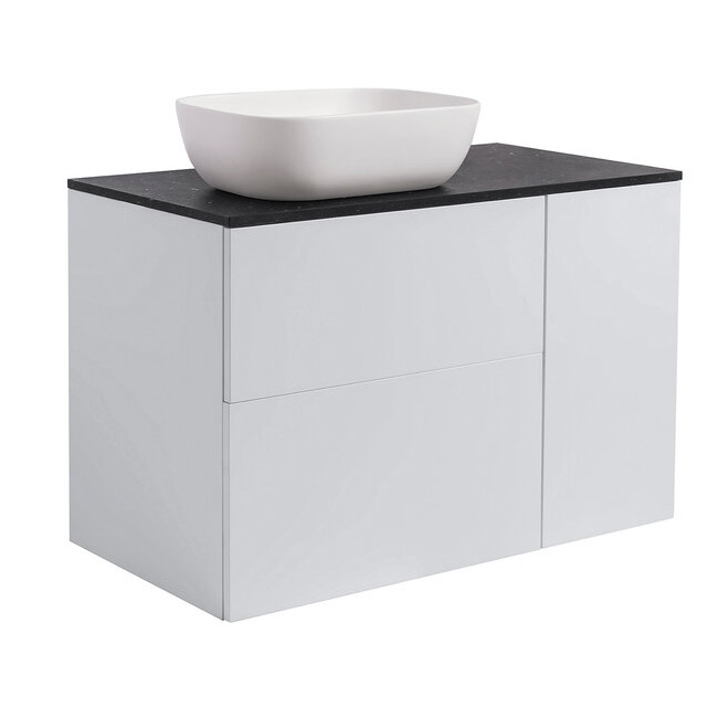 Tvättställsskåp Alterna Isella Tvättkorg med Bänkskiva Kvartskomposit och Rektangulärt Tvättställ