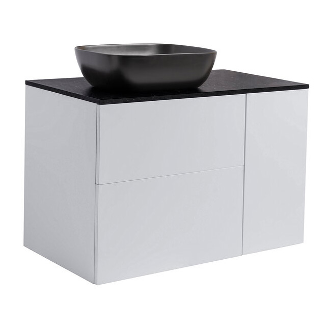 Tvättställsskåp Alterna Isella Tvättkorg med Bänkskiva Kvartskomposit och Rektangulärt Tvättställ