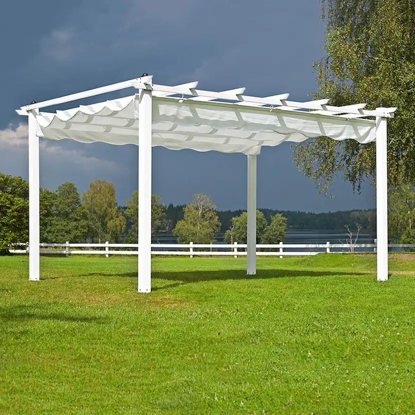 Pergola Hillerstorp Skanör 3x4m Vitt Solskydd