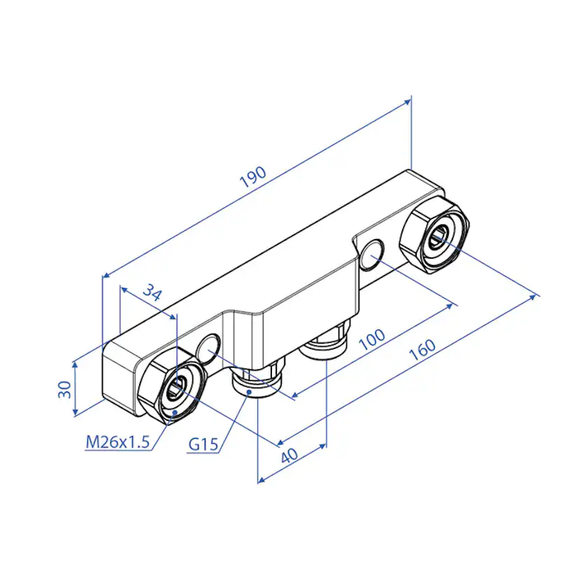 Blandarfäste Trio Perfekta för Utanpåliggande Rördragning 40/160cc