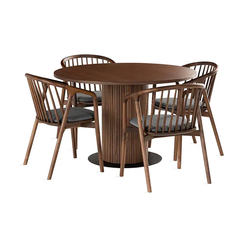 Matgrupp In Living Noira med 4 Ferike Karmstolar