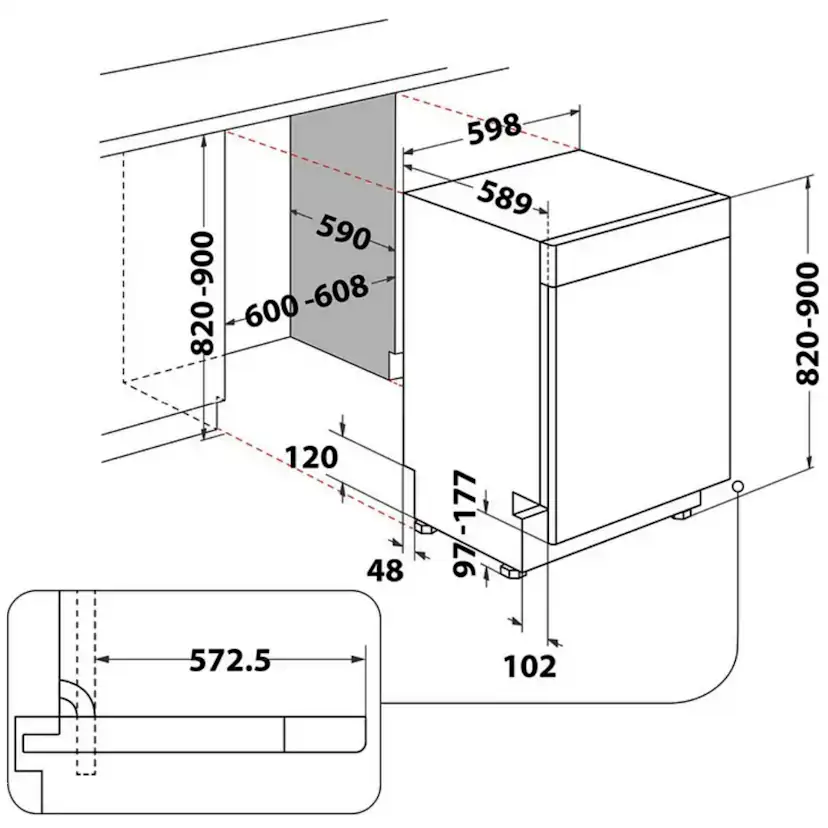 Underbyggd Diskmaskin Whirlpool WUC 3C32 P med Energieffektivitet D och 14 Kuvert Kapacitet