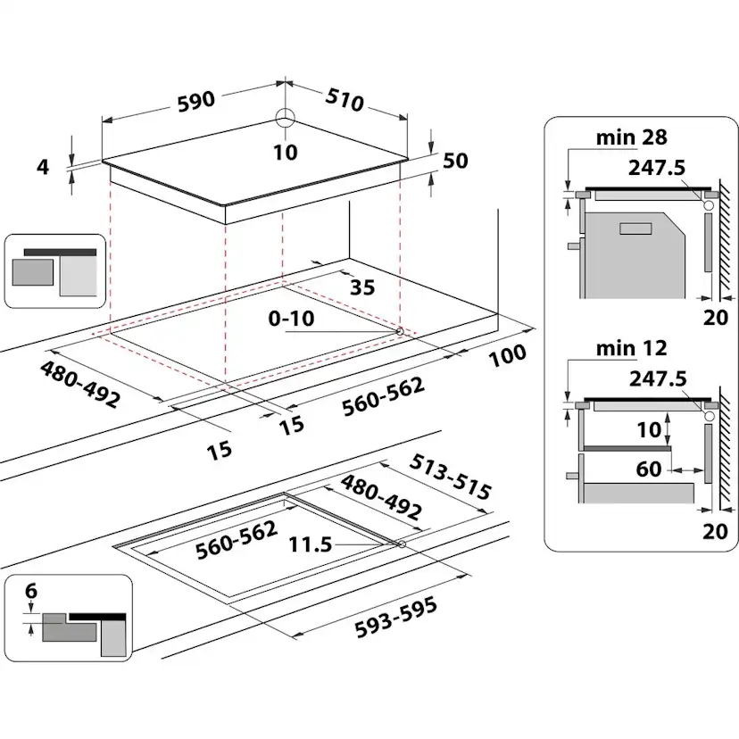 Induktionshäll Whirlpool WSQ2160NE Svart Underbyggd med 4 Zoner
