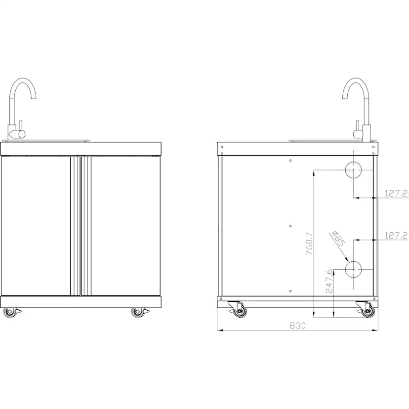 Diskbänk Myoutdoorkitchen Classic Line Stainless 304SS Med Förvaringsskåp