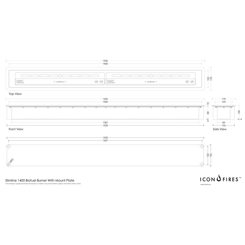 Etanolkamin Icon Fires Slimline Brännare