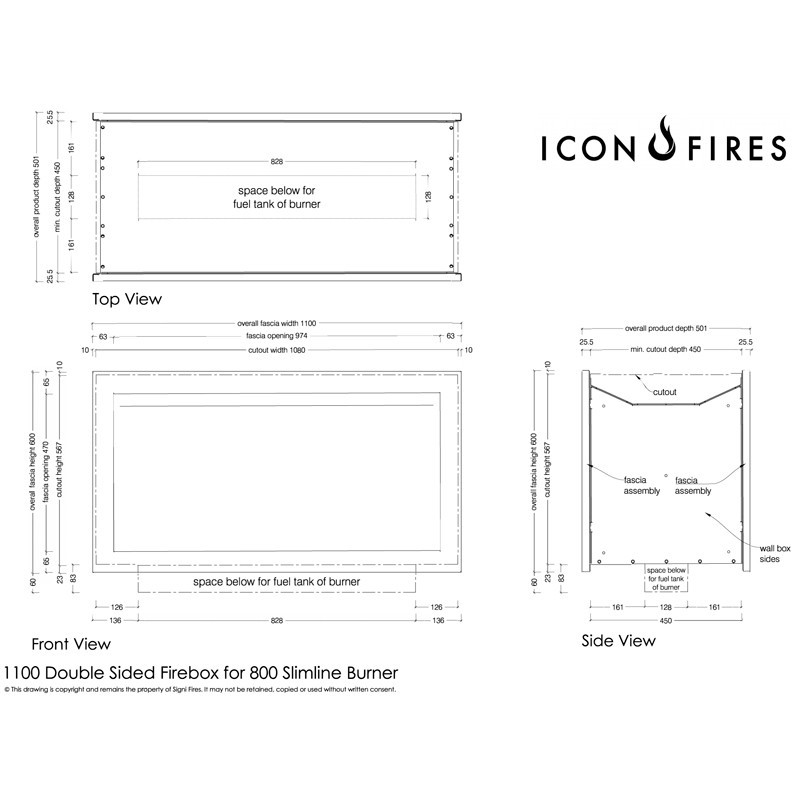 Etanolkamin Icon Fires Slimline Firebox FBDS