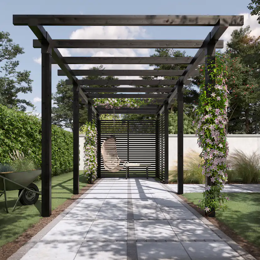 Pergola PLUS Cubic Dubbel 3 Moduler inkl. Tokyo Staket