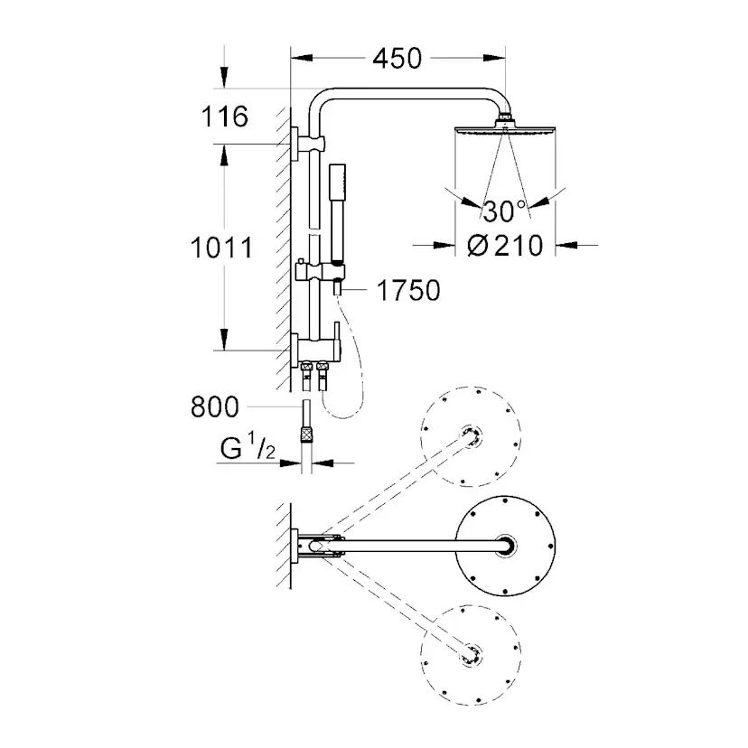Takduschset Grohe Rainshower 210