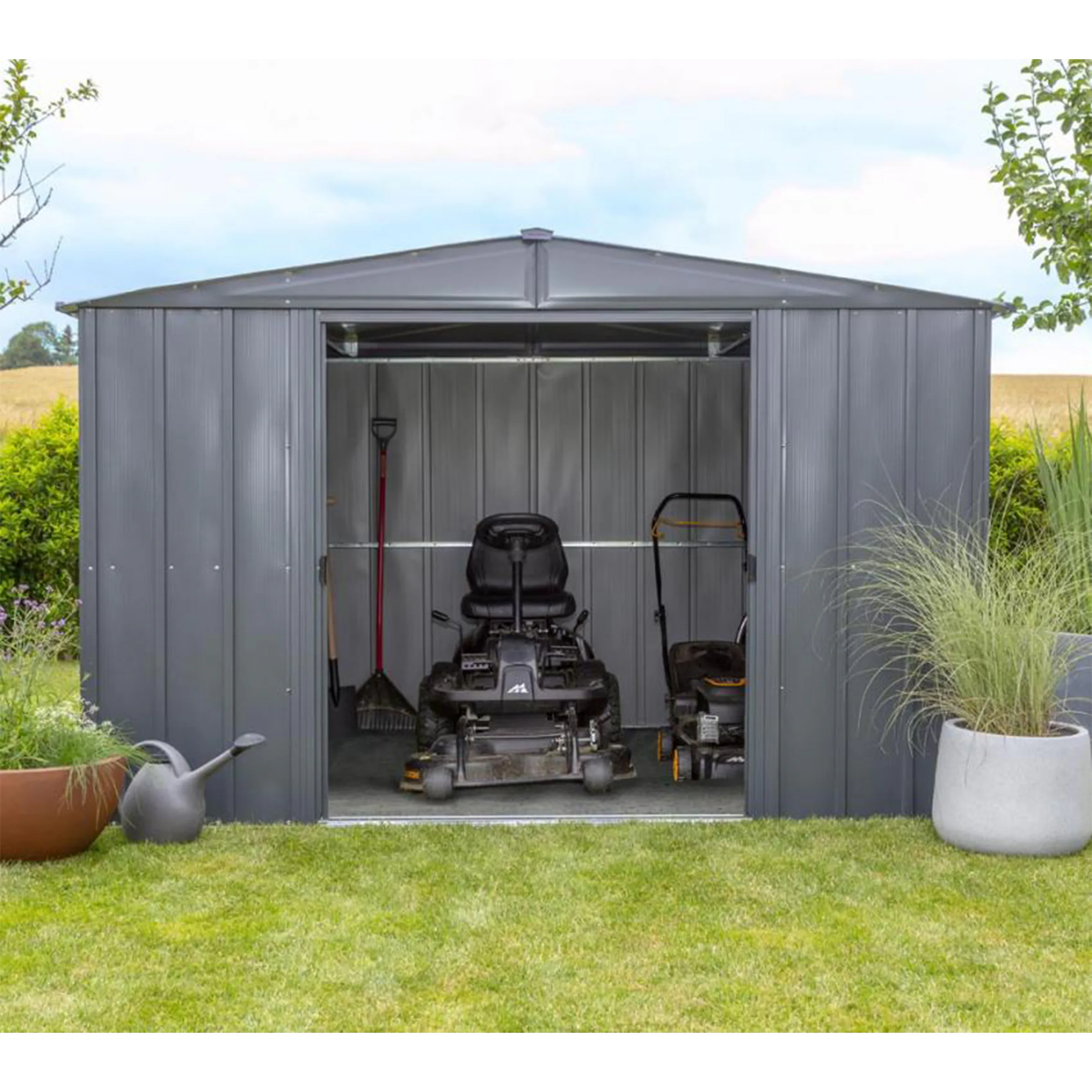 Förråd gop Trenix Antracit 6,9 m² Redskapsbod Byggsats i Stål