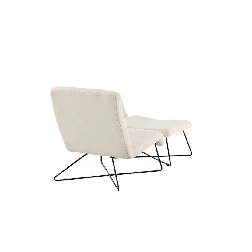 Fåtölj Venture Home Laconia Boucletyg Vit med Fotpall