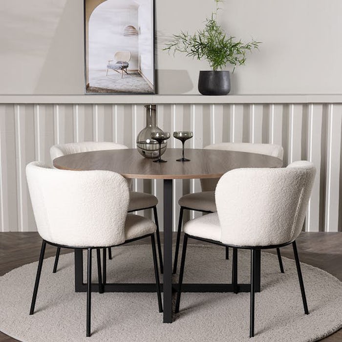 Matgrupp Venture Home Durango Ø120 cm med 4 st Edina stolar